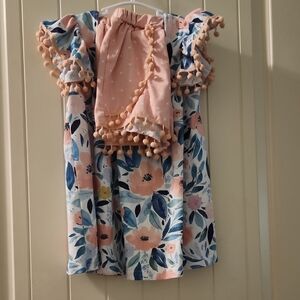 Floral Top And Shorts with Pom Pom‎ Trim